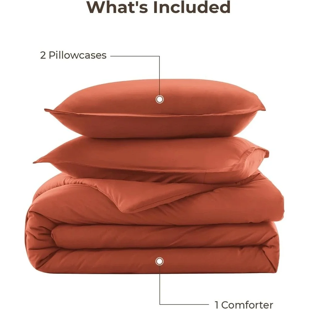 Comforter Set Full Size, 3 Pieces Burnt Orange Soft Fluffy Down Alternative NEW